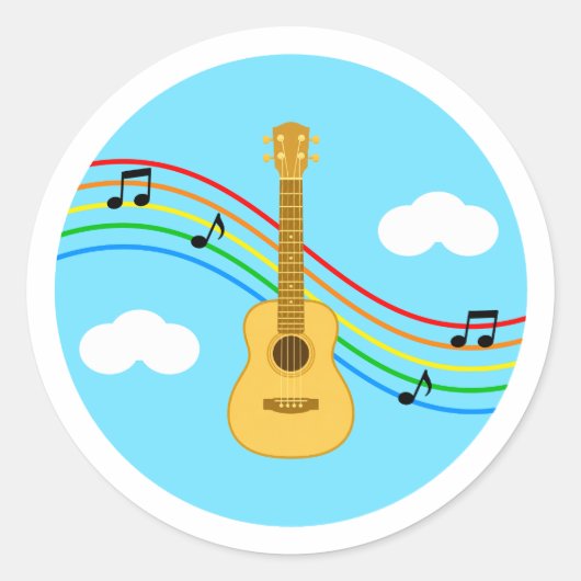 Ukulele Aufkleber Himmel Regenbogen Musik Kinder (Vorderseite)