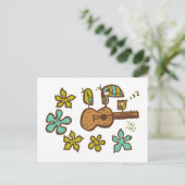 Ukulele Birds von Tiki Ony Postkarte (Stehend Vorderseite)