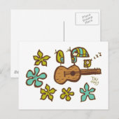 Ukulele Birds von Tiki Ony Postkarte (Vorne/Hinten)