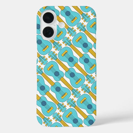 Ukulele Blau und Weiß Muster Case-Mate iPhone Hülle (Rückseite)