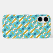 Ukulele Blau und Weiß Muster Case-Mate iPhone Hülle (Rückseite (Horizontal))