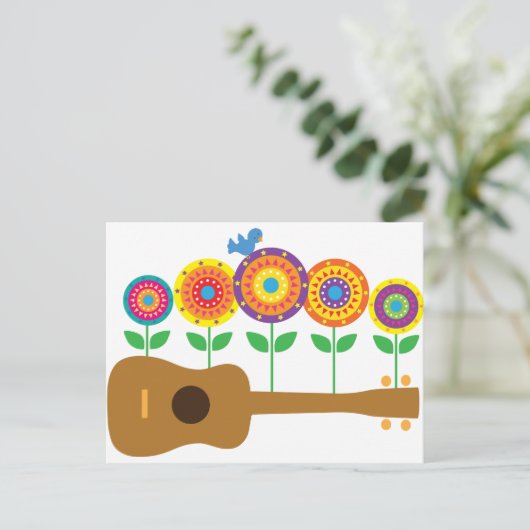 Ukulele Blume Postkarte (Stehend Vorderseite)