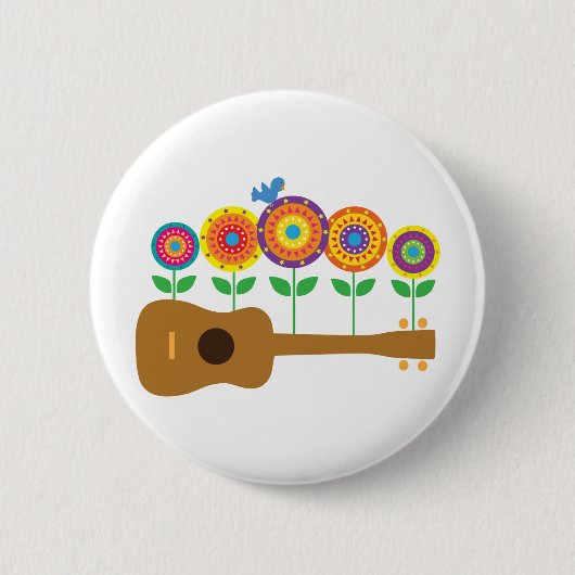 Ukulele-Blumen Button (Vorderseite)