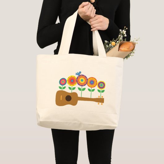 Ukulele-Blumen Jumbo Stoffbeutel (Vorderseite (Produkt))