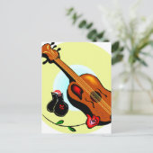 Ukulele Castanets Rose Design Graphic Musical Postkarte (Stehend Vorderseite)