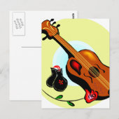 Ukulele Castanets Rose Design Graphic Musical Postkarte (Vorne/Hinten)