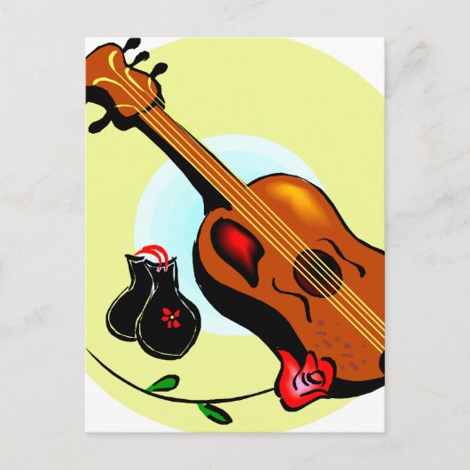 Ukulele Castanets Rose Design Graphic Musical Postkarte (Vorderseite)