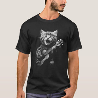 Ukulele Cat Niedlich Cat Playing 6 Streicher Gitar T-Shirt