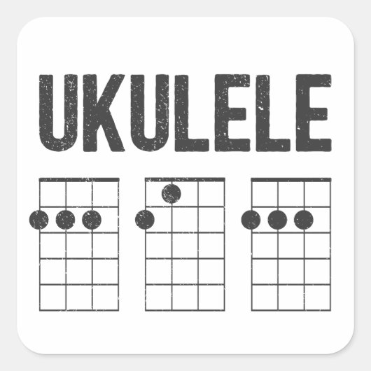 Ukulele chrods dad quadratischer aufkleber (Vorderseite)