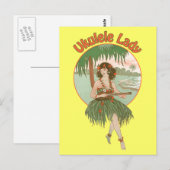 Ukulele-Dame #1 Postkarte (Vorne/Hinten)