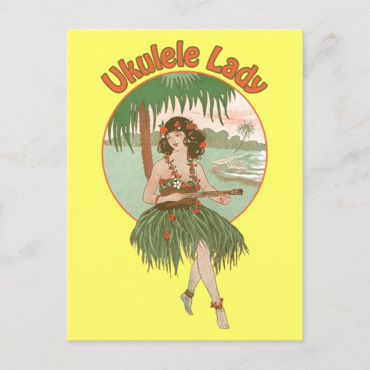 Ukulele-Dame #1 Postkarte (Vorderseite)