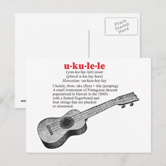 Ukulele Definition Postcard Postkarte (Vorne/Hinten)