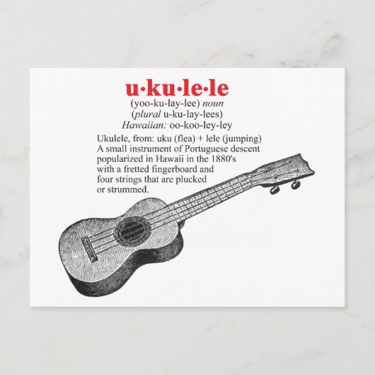 Ukulele Definition Postcard Postkarte (Vorderseite)