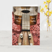 Ukulele, der zusammen Musik macht Karte (Gelbe Blume)