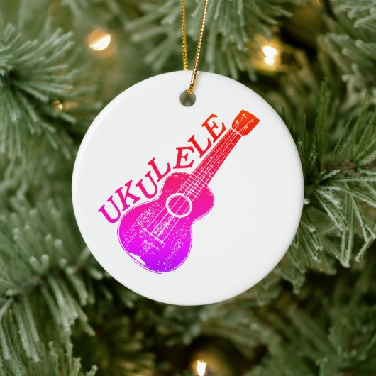 Ukulele Farbiger Text und Bild Keramik Ornament (Baum)