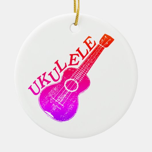 Ukulele Farbiger Text und Bild Keramik Ornament (Vorne)