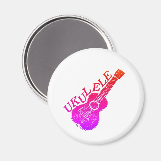 Ukulele Farbiger Text und Bild Magnet (Vorderseite/Rückseite)