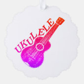 Ukulele Farbiger Text und Bild Ornament Karte (Rückseite)