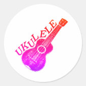 Ukulele Farbiger Text und Bild Runder Aufkleber (Vorderseite)