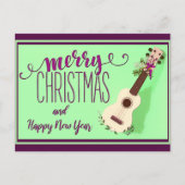 Ukulele Frohe Weihnachten und Glück Neues Jahr Postkarte (Vorderseite)