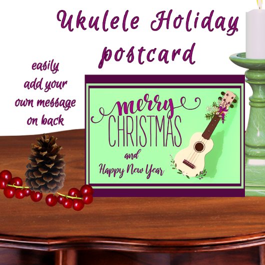 Ukulele Frohe Weihnachten und Glück Neues Jahr Postkarte