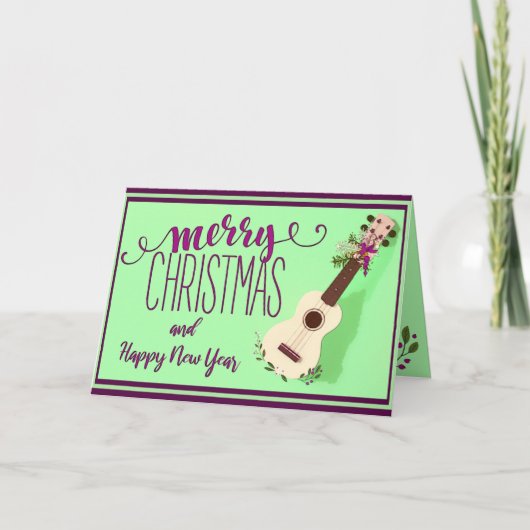 Ukulele Frohe Weihnachten und glückliche Neujahrsk (Vorderseite)