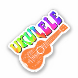 Ukulele Gefärbte Krawatte Groovy Text Art Aufkleber