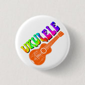 Ukulele Gefärbte Krawatte Groovy Text Art Button (Vorderseite)