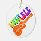 Ukulele Gefärbte Krawatte Groovy Text Art Keramik Ornament (Links)
