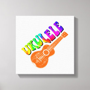 Ukulele Gefärbte Krawatte Groovy Text Art Leinwanddruck