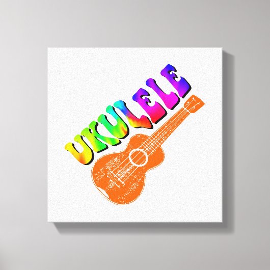 Ukulele Gefärbte Krawatte Groovy Text Art Leinwanddruck (Vorderseite)