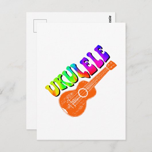 Ukulele Gefärbte Krawatte Groovy Text Art Postkarte (Vorne/Hinten)
