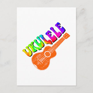 Ukulele Gefärbte Krawatte Groovy Text Art Postkarte