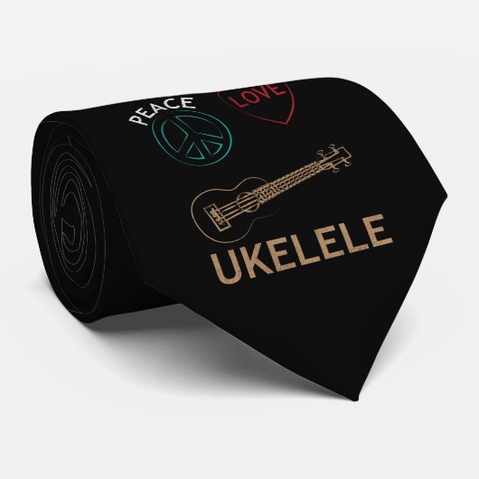 Ukulele-Geschenk-FriedensLiebe Ukelele Uke Liebe Krawatte (Gerollt)