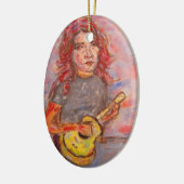 Ukulele Girl Art Keramik Ornament (Links)