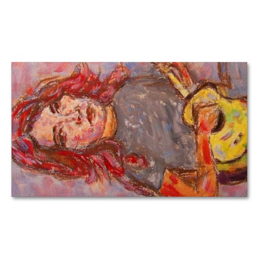 Ukulele Girl Magnetische Visitenkarte (Vorderseite)