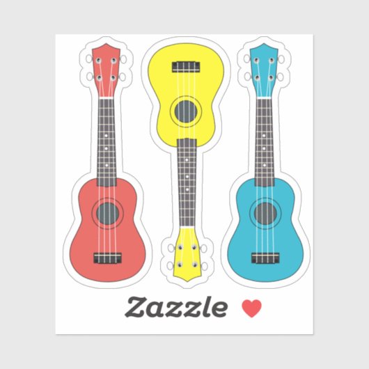 Ukulele Gitarre im Farbpack Aufkleber (Blatt)