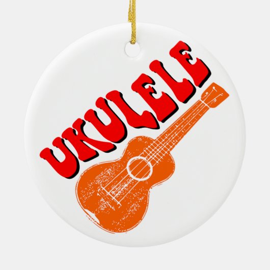 Ukulele Groovy Text Art Keramik Ornament (Hinten)