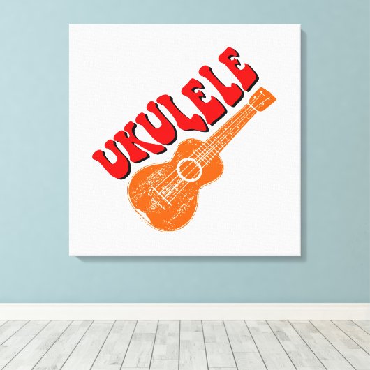 Ukulele Groovy Text Art Leinwanddruck (Insitu (Holzboden))