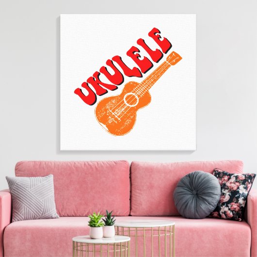 Ukulele Groovy Text Art Leinwanddruck (Insitu (Wohnzimmer))