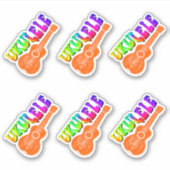 Ukulele Groovy Text Art Prints Aufkleber (Vorderseite)