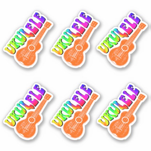 Ukulele Groovy Text Art Prints Aufkleber (Vorderseite)