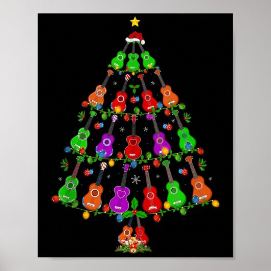 Ukulele Guitar Christmas Tree Funny Music Lover Mu Poster (Vorne)