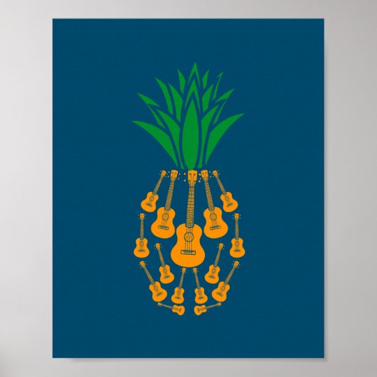 Ukulele Guitar Hawaii Music Pineapples Frucht Uke Poster (Vorne)