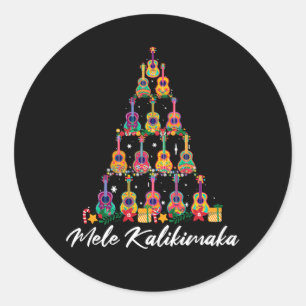 Ukulele Hawaiian Mele Kalikimaka Ukulele Guitar Ch Runder Aufkleber
