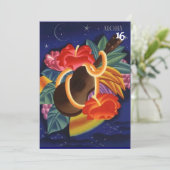 UKULELE HIBISKUS ALOHA SWEET 16 PARTY EINLADUNGEN (Stehend Vorderseite)