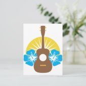 Ukulele Hibiskus Postkarte (Stehend Vorderseite)