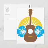 Ukulele Hibiskus Postkarte (Vorne/Hinten)