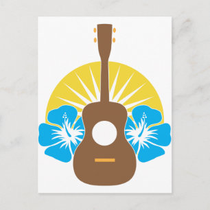 Ukulele Hibiskus Postkarte