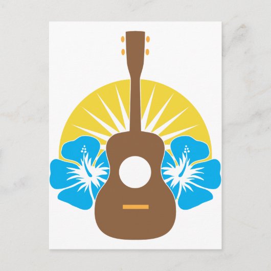 Ukulele Hibiskus Postkarte (Vorderseite)